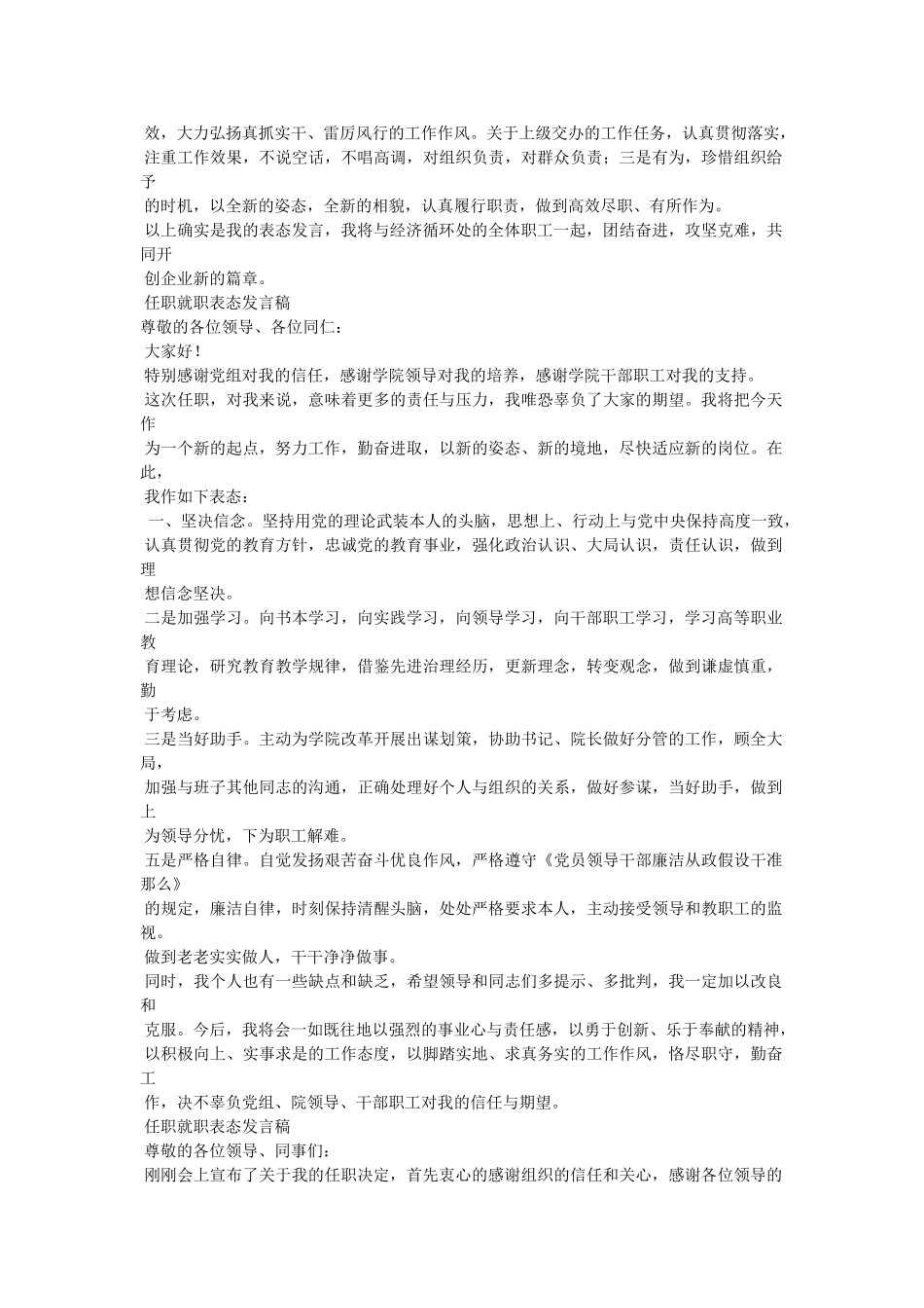 政府领导干部就职表态发言 _第2页