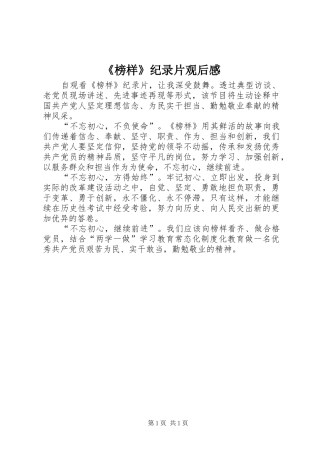 《榜样》纪录片观后感