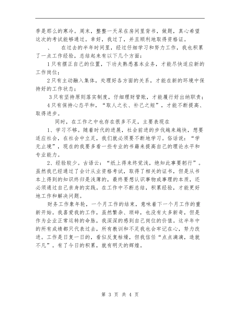 2024年上半年终出纳工作总结范文【新版】_第3页