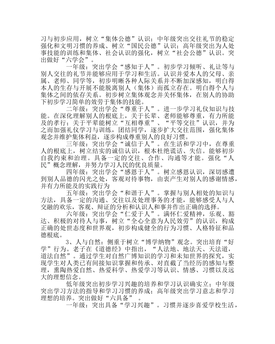 政教处范文小学校本德育实施方案 _第3页