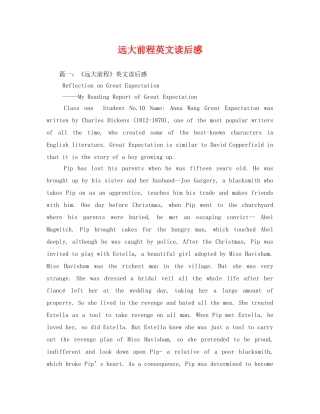 远大前程英文读后感2 