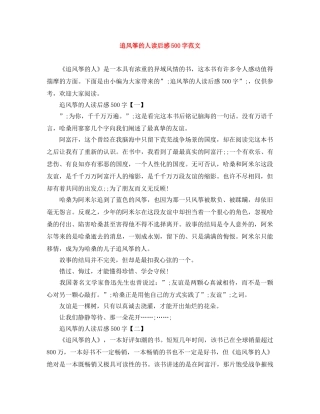 追风筝的人读后感500字范文 