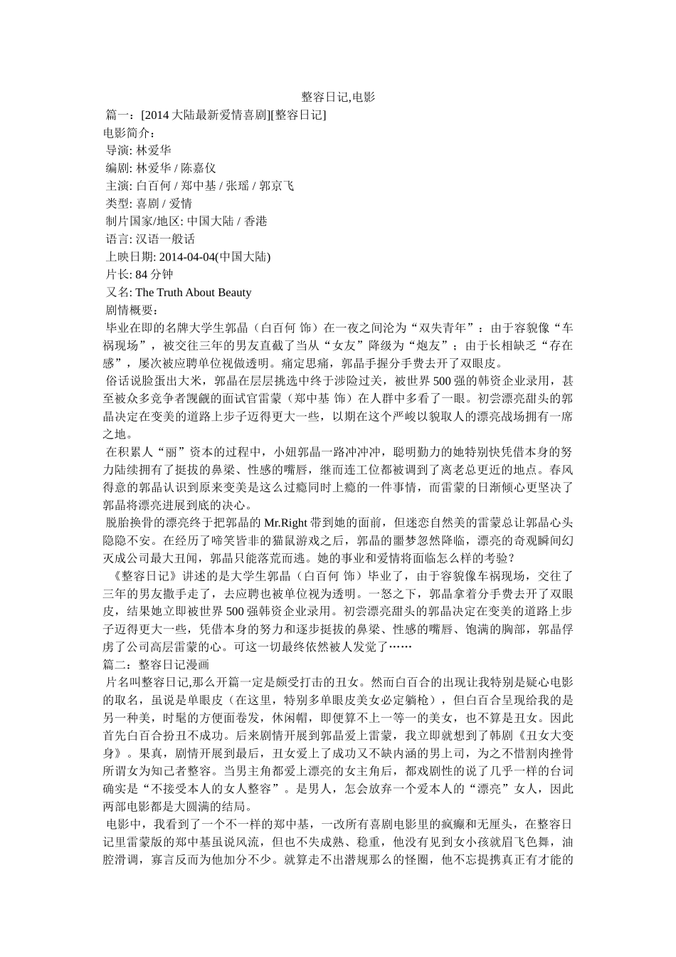 整容日记,电影 _第1页