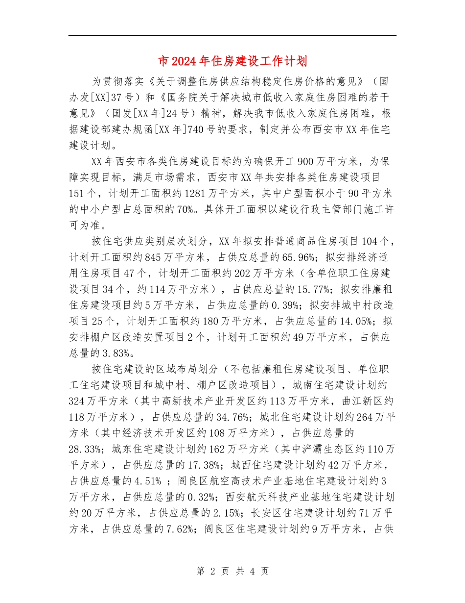 市2024年住房建设工作计划_第2页