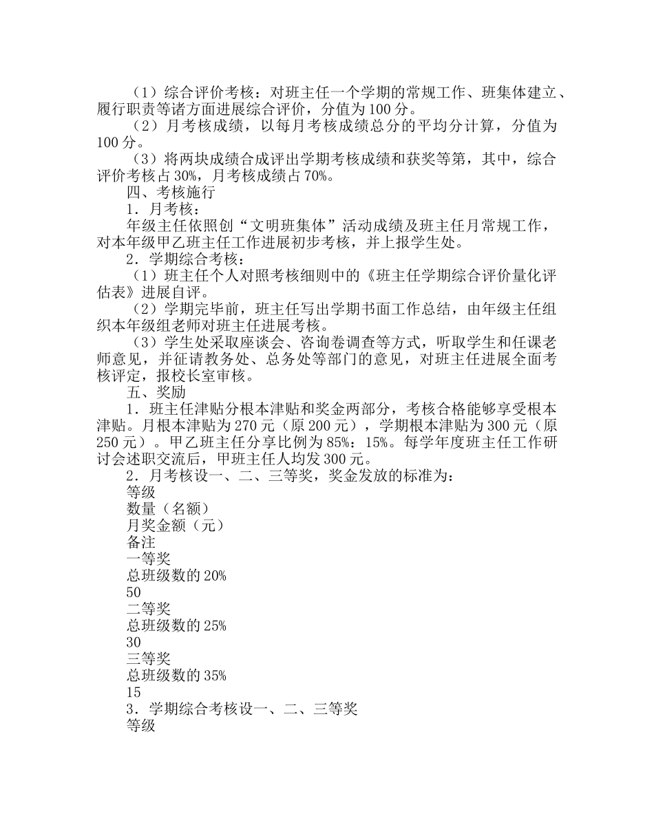 政教处范文高中班主任工作考核条例暂行方案 _第2页