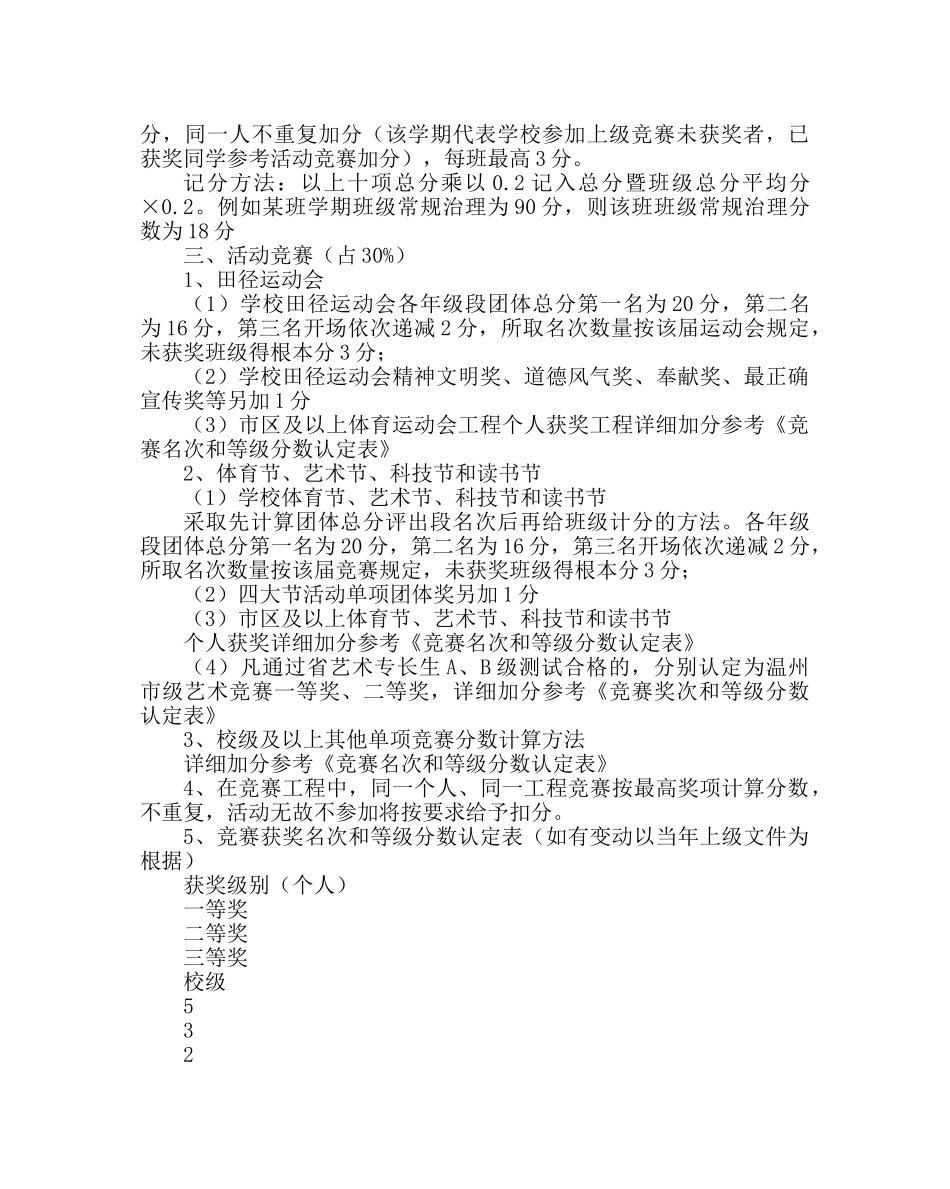 政教处范文班集体建设量化考核方案 _第2页