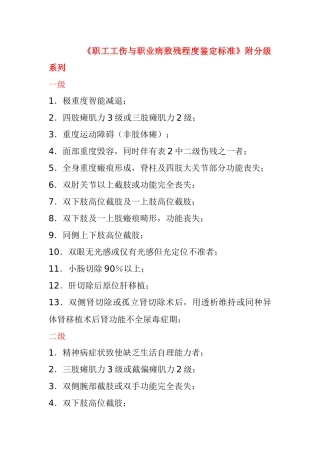职工工伤与职业病致残程度鉴定标准