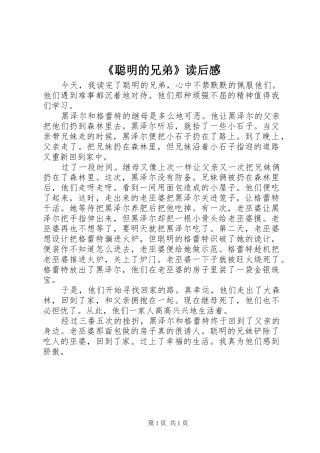 《聪明的兄弟》读后感