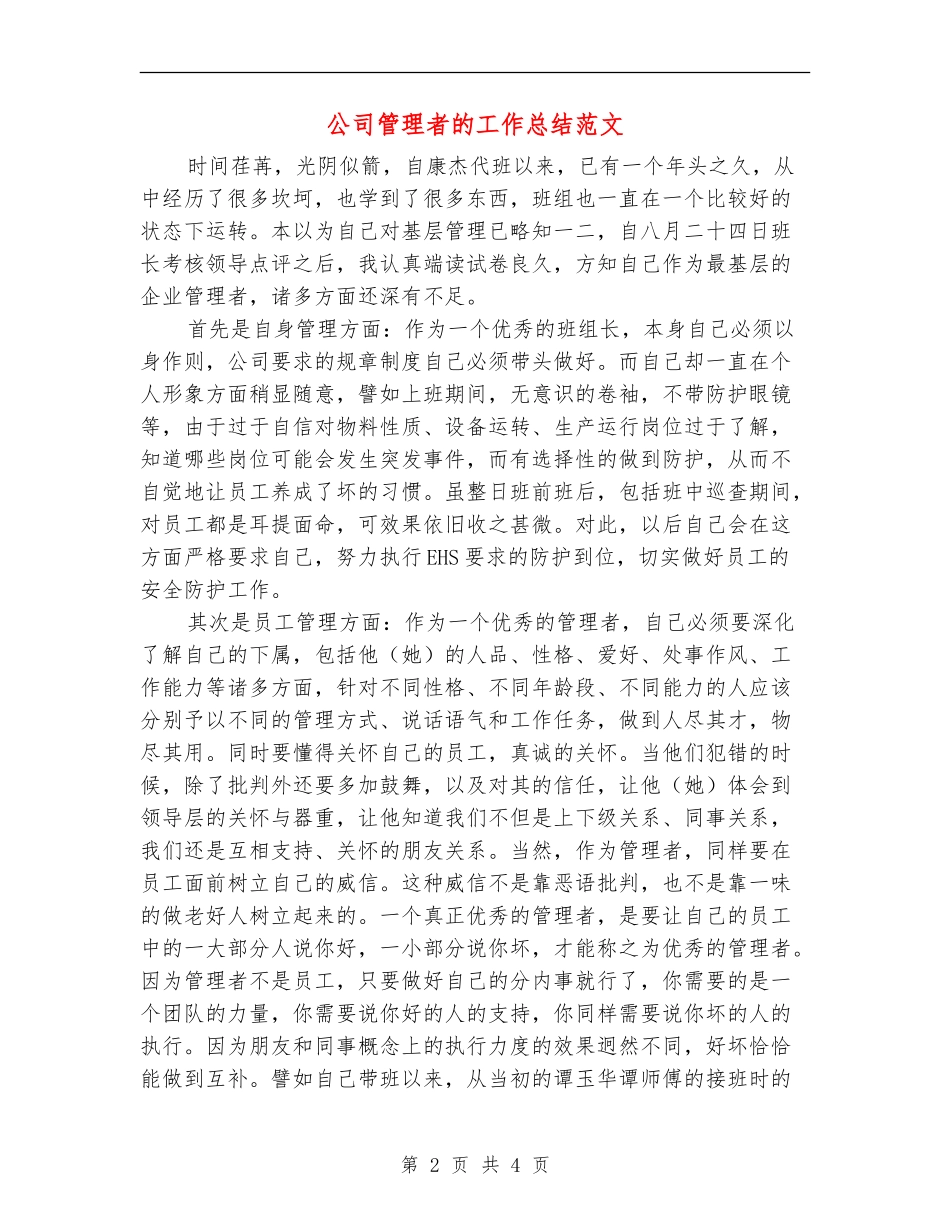 公司管理者的工作总结范文_第2页