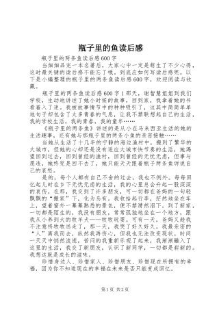 瓶子里的鱼读后感