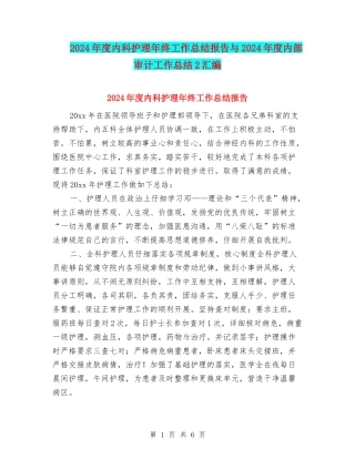 2024年度内科护理年终工作总结报告与2024年度内部审计工作总结2汇编