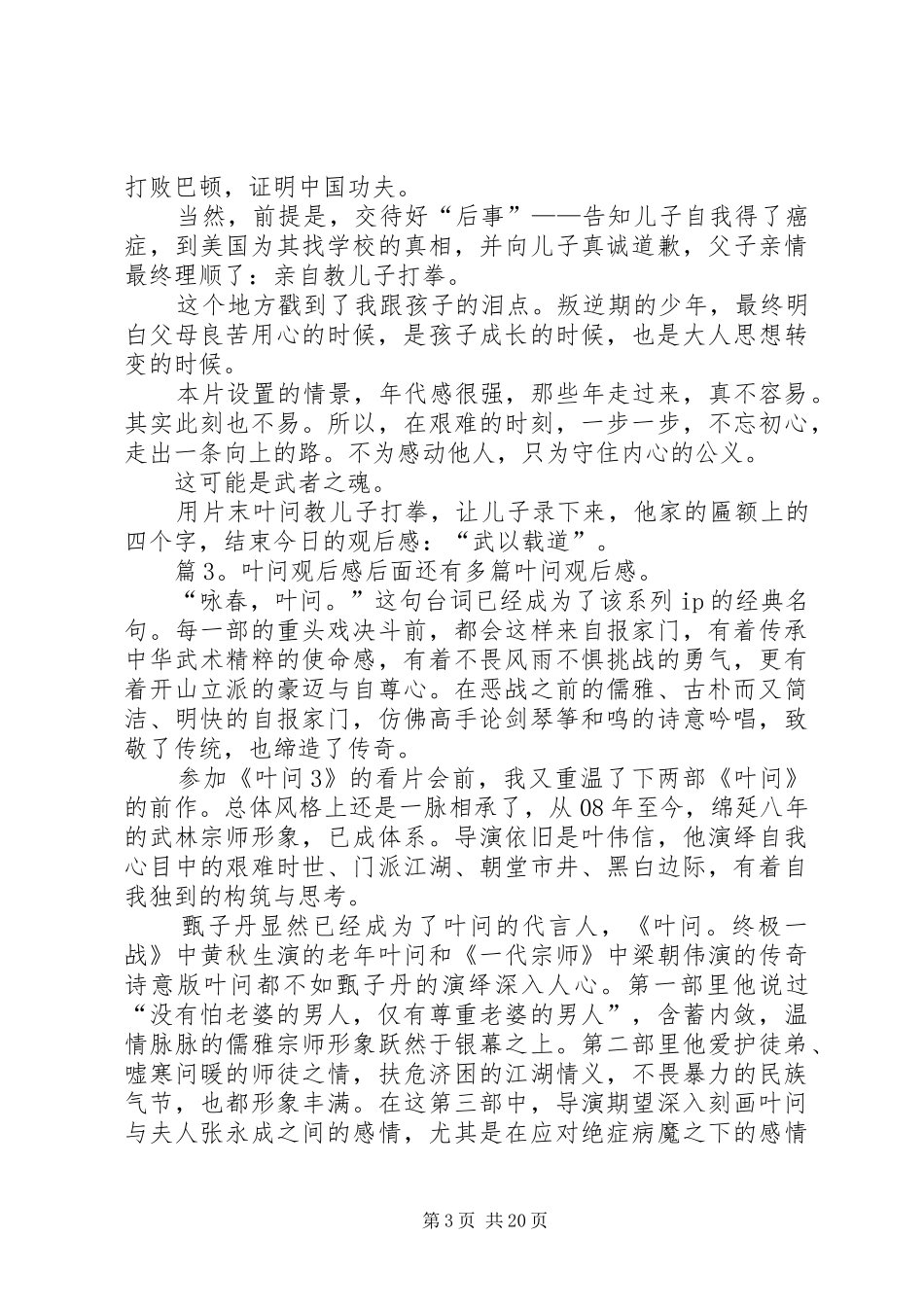 叶问观后感优选15篇_第3页