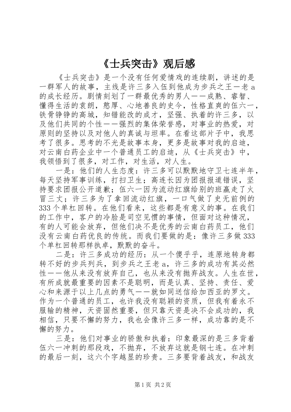 《士兵突击》观后感 (12)_第1页