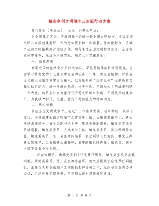 争创文明城市三连冠行动方案