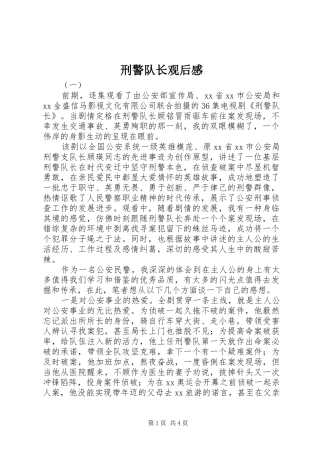 刑警队长观后感