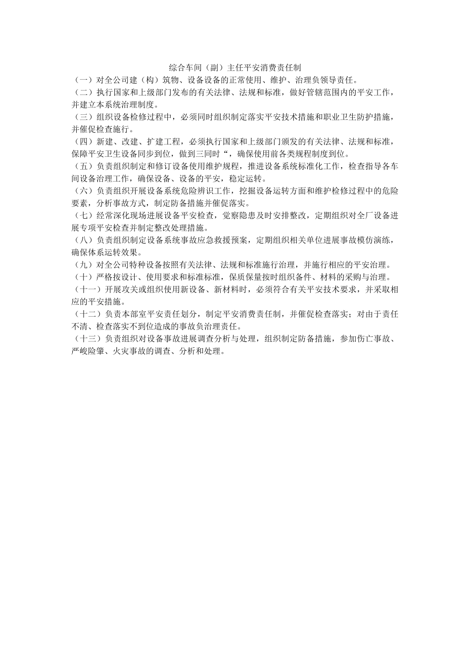 综合车ۥ间（副）主任安全生产责任制精选 _第1页