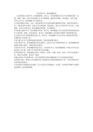 总经理ۥ安全、职业健康职责精选 