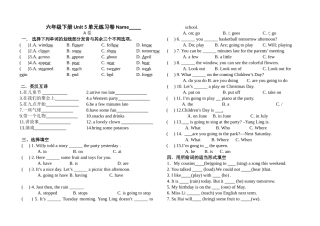 译林版六年级英语下册Unit5试题AB卷2 