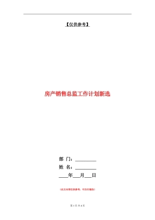 房产销售总监工作计划新选