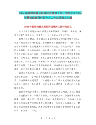 2024年税物局重点抓经济发展的工作计划范文与2024年稽核监察科科长个人工作总结范文汇编