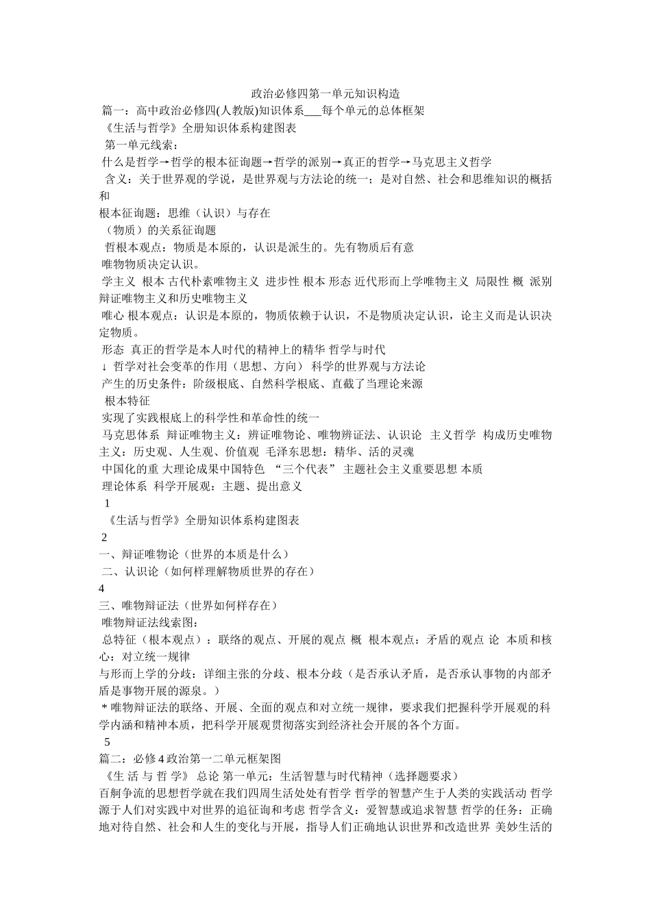 政治必修四第一单元知识结构 _第1页