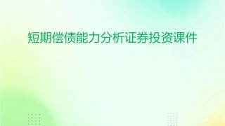 短期偿债能力分析证券投资课件