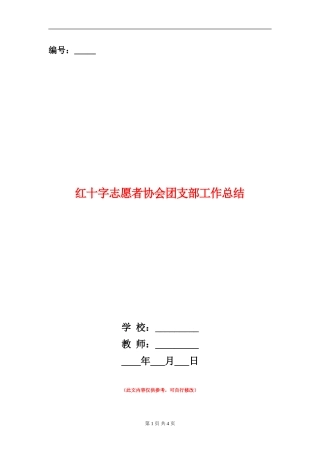 红十字志愿者协会团支部工作总结