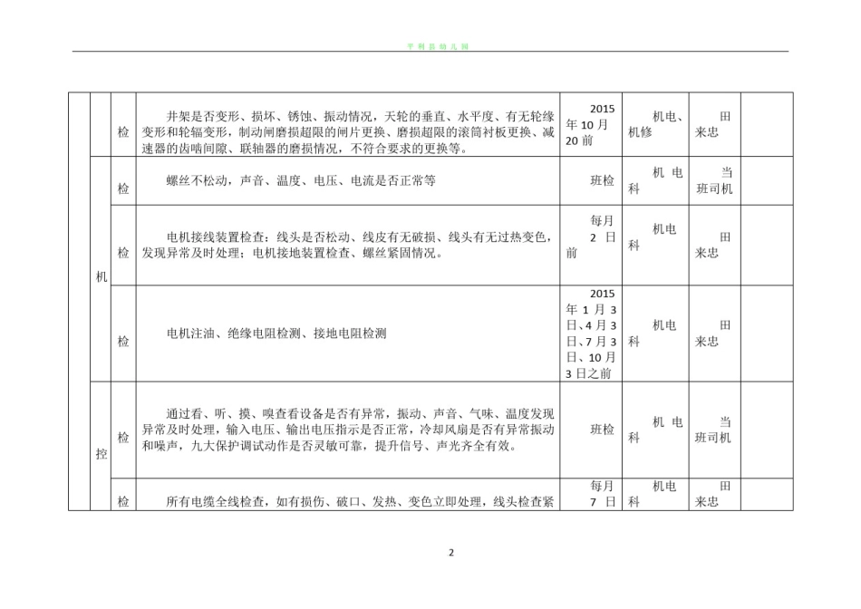 2015年度煤矿机电设备检修计划_第2页