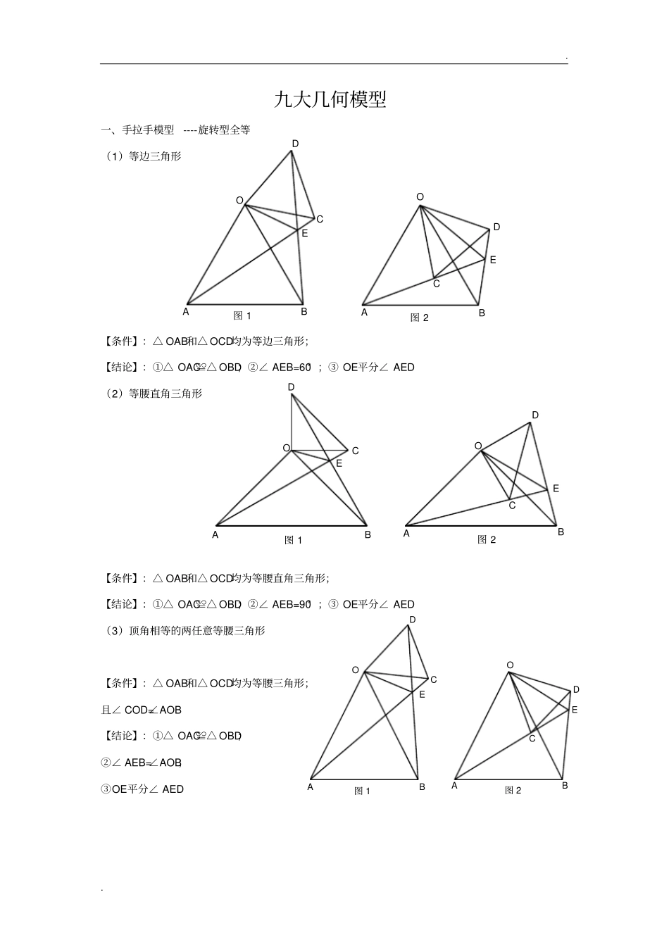 初中数学九大几何模型解题思路_第1页