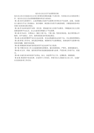 综合办ۥ公室主任安全生产责任制精选 