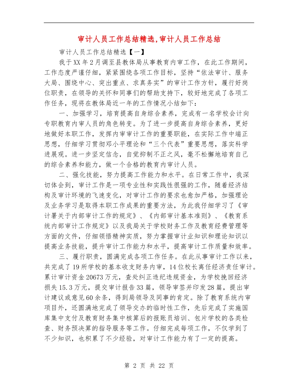 审计人员工作总结精选_第2页