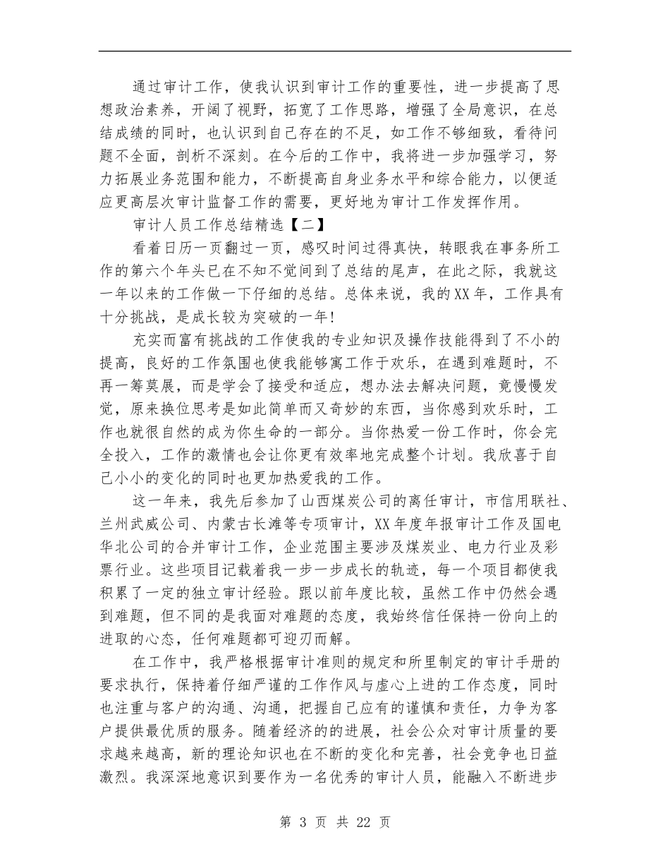 审计人员工作总结精选_第3页