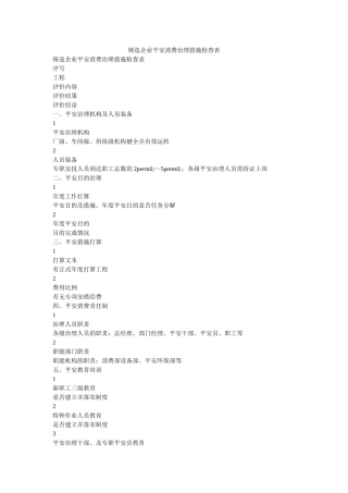 铸造企ۥ业安全生产管理措施检查表精选 