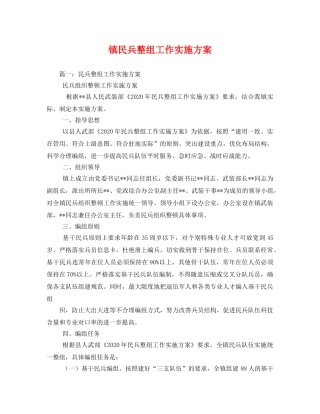 镇民兵整组工作实施方案 