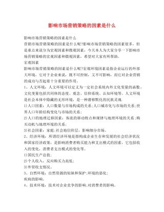 影响市场营销策略的因素是什么 