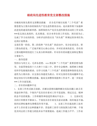 邮政局先进性教育党支部整改措施 