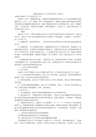 镇政府2018年上半年信息公开工作总结 