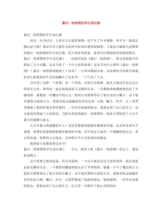 最后一块拼图的学生读后感 