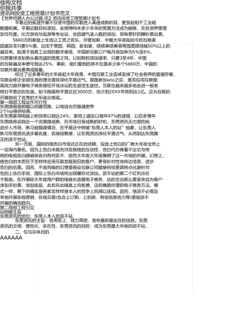 资讯网投资项目商业计划书范文-模板 