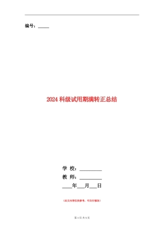 2024科级试用期满转正总结