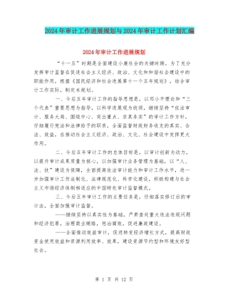 2024年审计工作发展规划与2024年审计工作计划汇编