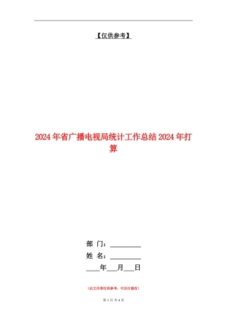 2024年省广播电视局统计工作总结2024年打算【最新版】
