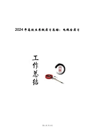 2024年大学生寒假实习总结：电视台实习