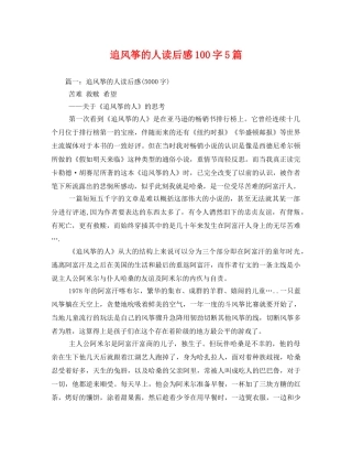 追风筝的人读后感100字5篇2 