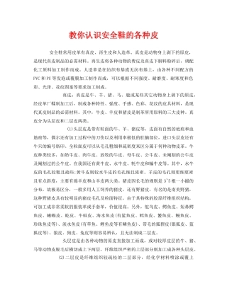《安全管理职业卫生》之教你认识安全鞋的各种皮 