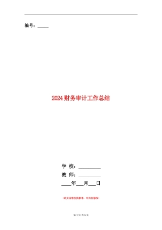 2024财务审计工作总结