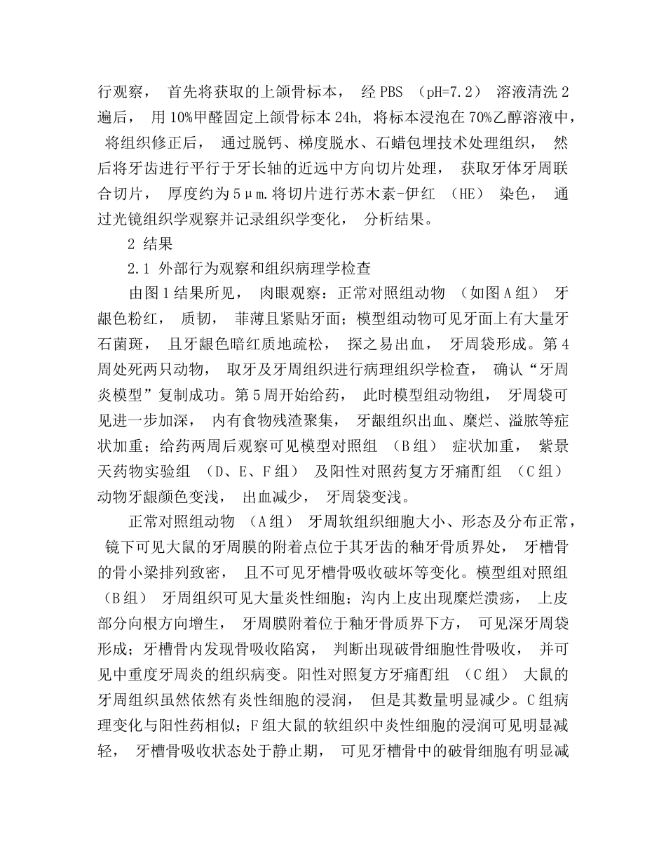 紫景天对实验性牙周炎牙周组织病理作用的研究2 _第3页