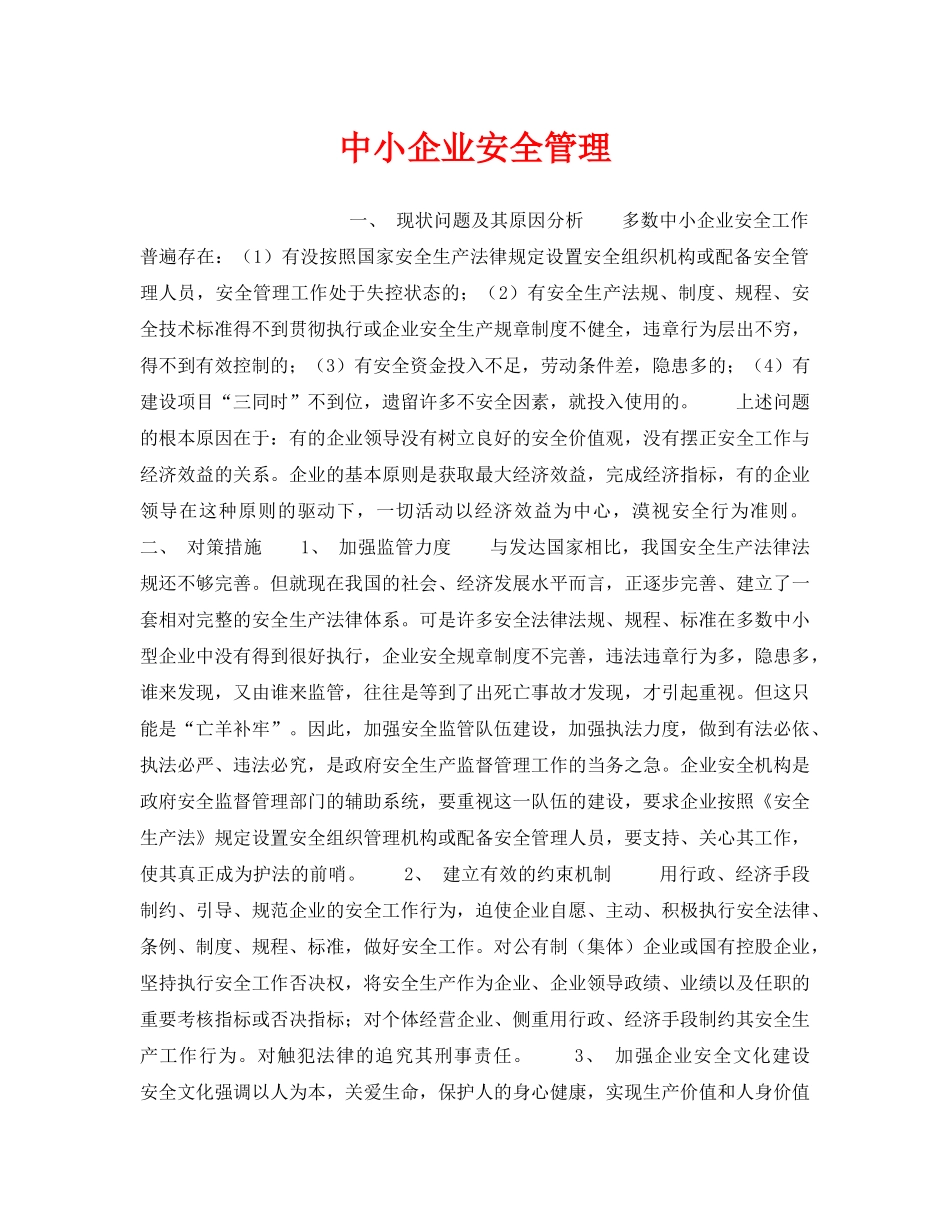 《安全管理》之中小企业安全管理 _第1页