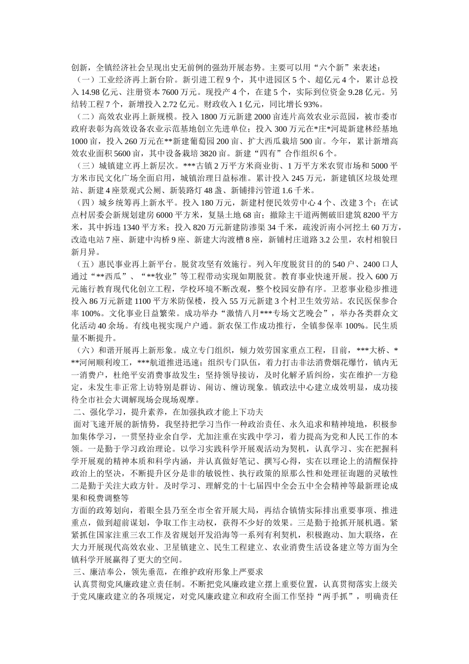 镇长年终总结发言精选 _第3页