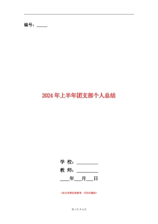 2024年上半年团支部个人总结